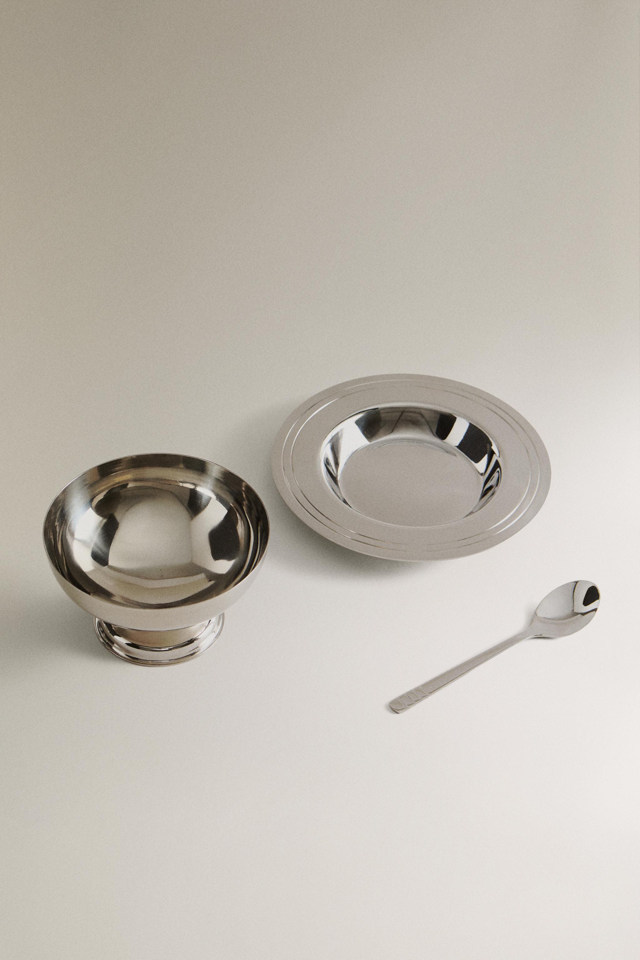 DESSERT GLASS SET MADE OF SHINY METAL